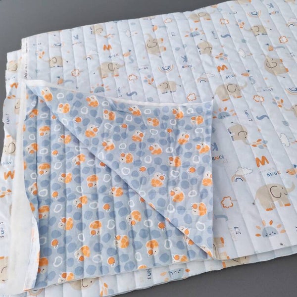 Tissu coton matelassé double face Eléphant, promo