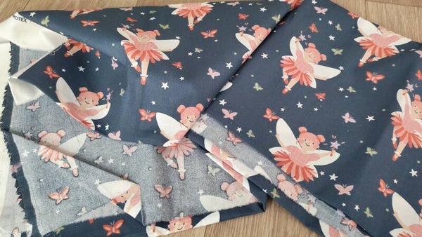 Tissu coton imprimé Fée nuit vendu par 50cm