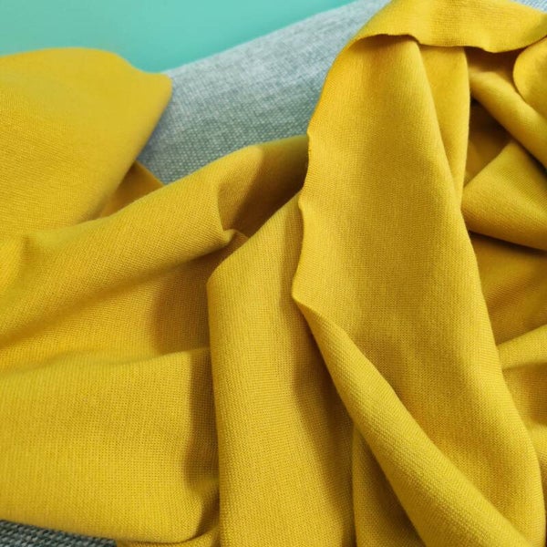 Tissu bord côte jaune moutarde vendu par 50cm
