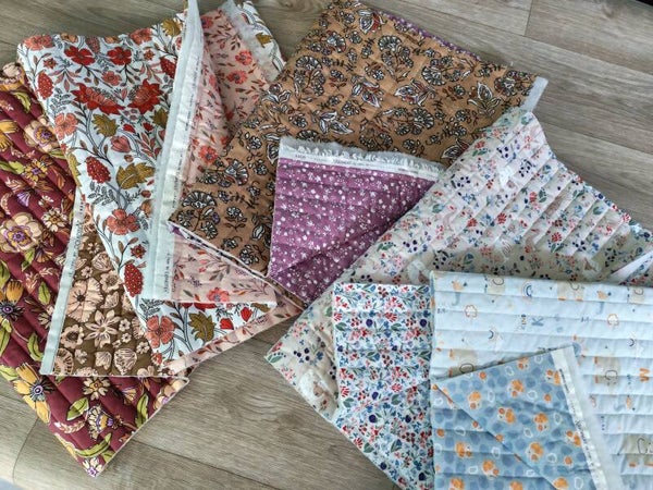 lot 5 coupons 50cm tissu coton matelassé