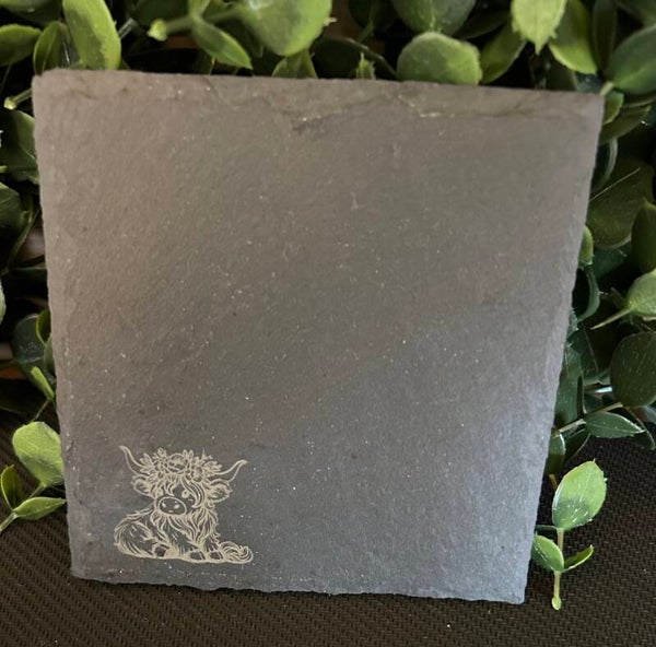 Slate Coaster - Highland Cow