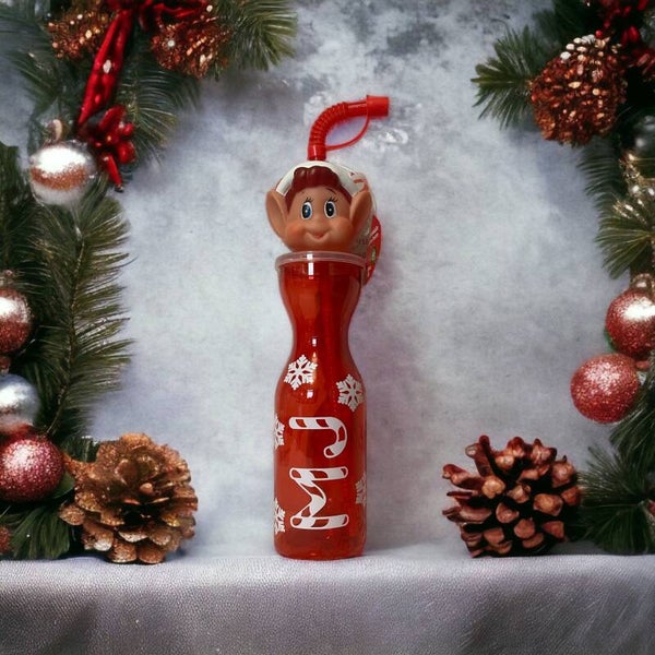 Elf on the shelf bottle with straw