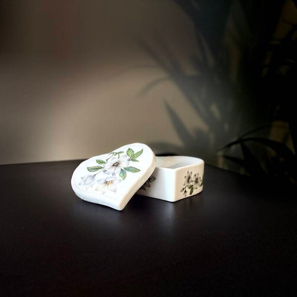 Heart Shaped Porcelain Trinket Box (1980s–2000s)