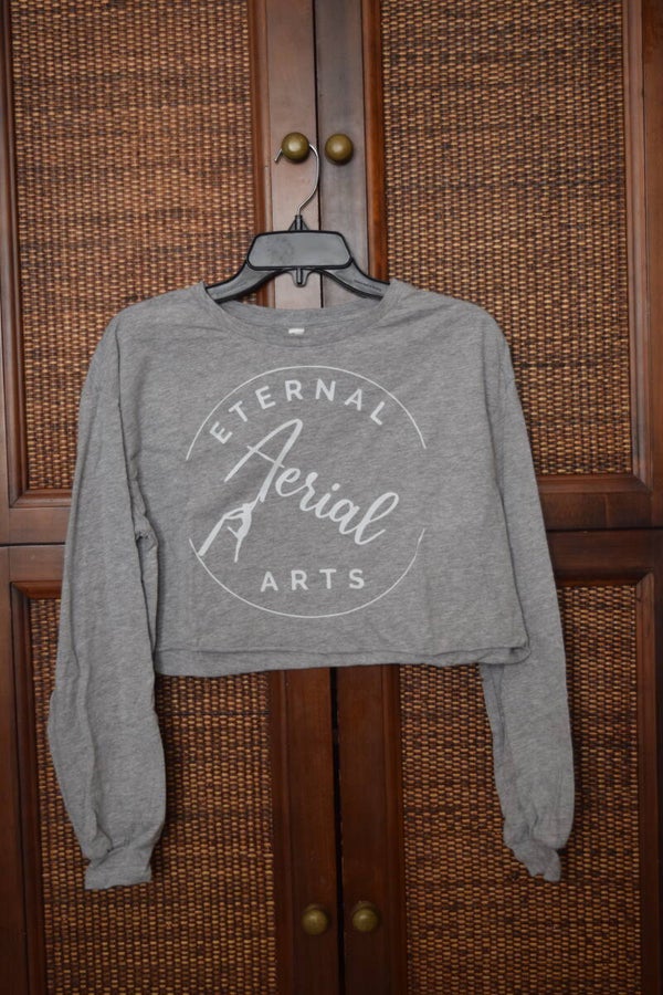 Gray Cropped Lightweight Studio Long Tee