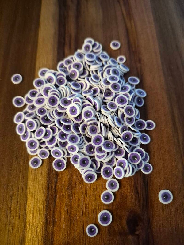 Eyeball polymer clay pieces