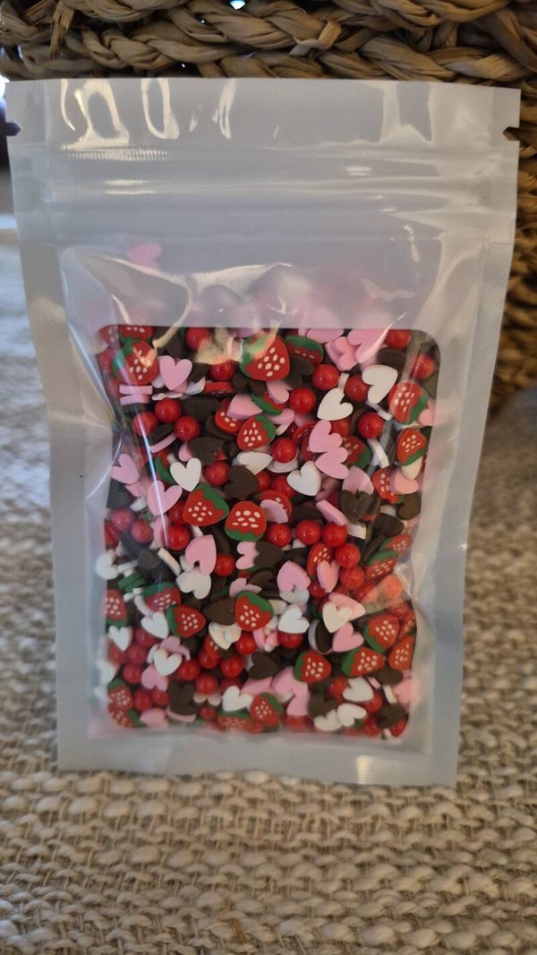 Strawberry/ hearts polymer clay