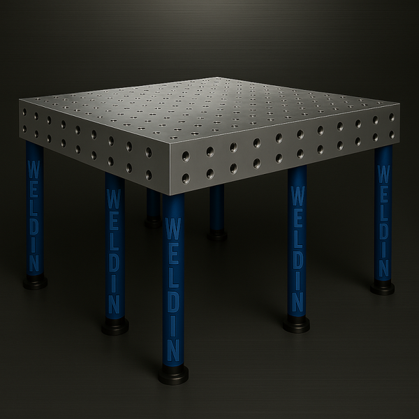 Table de soudage 2400 x 1200 x 200mm avec 6 pieds à roulettes de 550mm - FONTE EN-GIL-300, Epaisseur plateau 25mm, système d28 [la pièce]