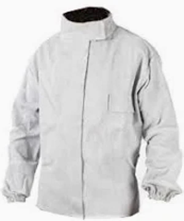 Veste soudeur cuir gris/velcro + pression