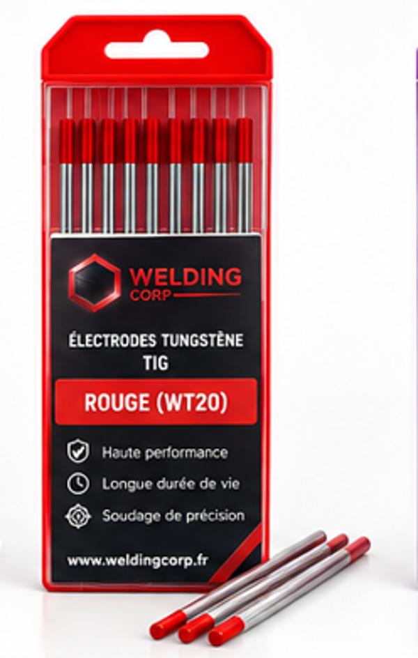 Électrodes Tungstène pour soudage TIG ROUGE (WT20)