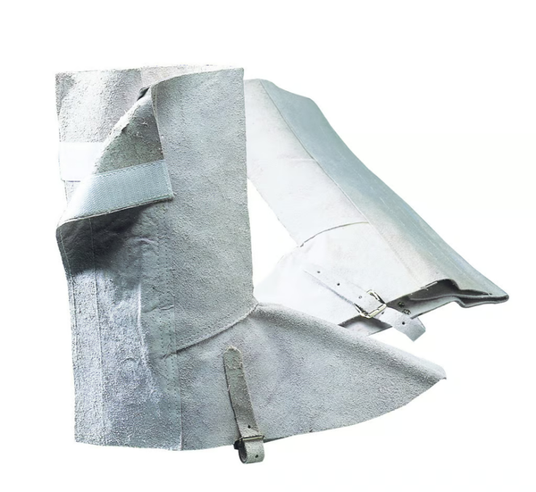 Guêtre de soudeur en cuir croûte gris