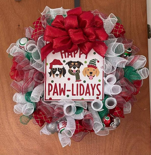 Happy Paw-lidays Christmas Wreath