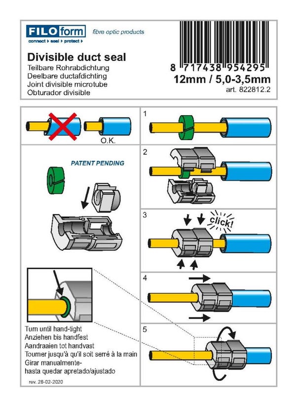 50205557  GEBRUIKERSHANDLEIDINGEN A6 - User manual duct seal 12/5,0- 3,5mm - (958228122) ||  PO.             || Leverdatum.                  ||