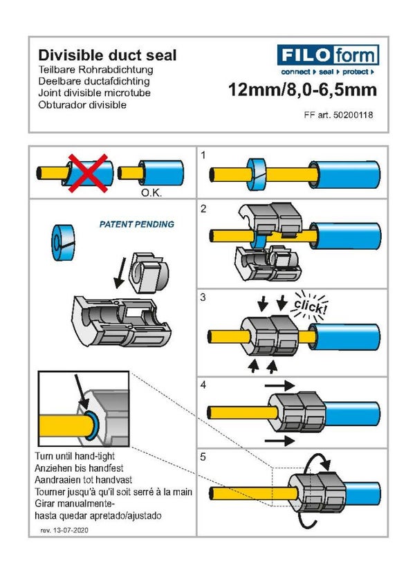 50205560  USER MANUALS A6 - User manual duct seal 12/8,0- 6,5mm - (958228124) || Legacy Part: 958228124 - Gebr.aw. duct seal 12/8,0-6,5 ||  PO.             || Leverdatum.                  ||