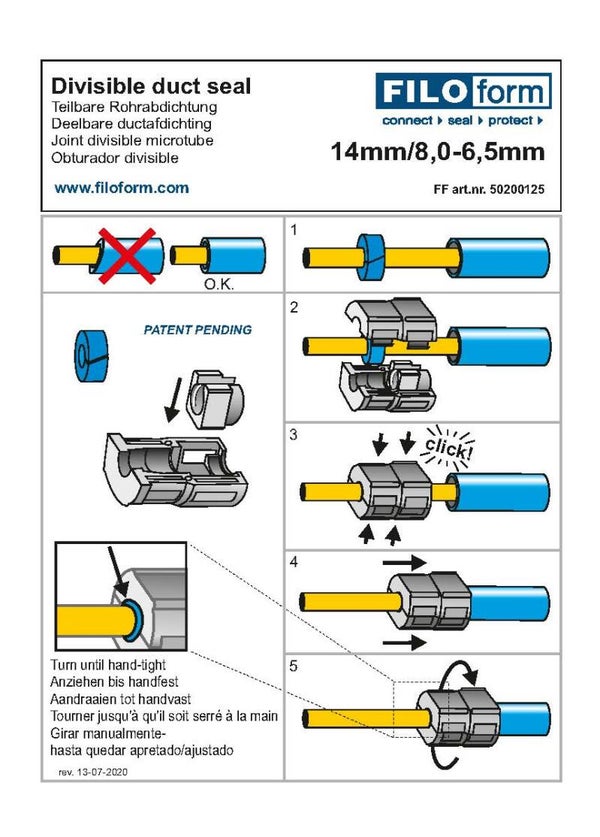 50205567  USER MANUALS A6 - User manual duct seal 14/8,0- 6,5mm - (958228141) || Legacy Part: 958228141 - Gebr.aw. duct seal 14/8,0-6,5 ||  PO.             || Leverdatum.                  ||