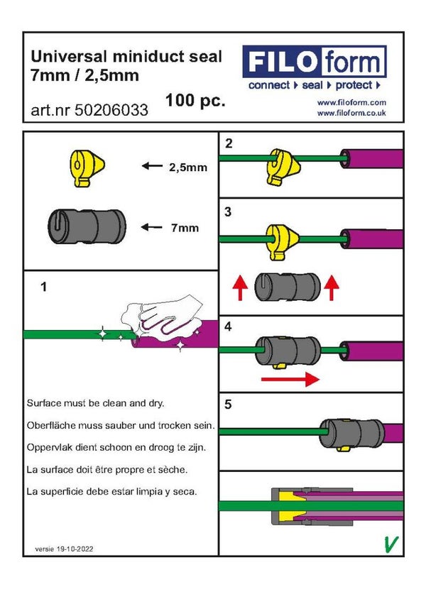 50205589  USER MANUALS A6 - User manual Universal miniduct 7mm/2.5mm - (958235574) || Legacy Part: 958235574 - Gebr.aw. miniduct 7mm/2.5mm ||  PO.             || Leverdatum.                  ||