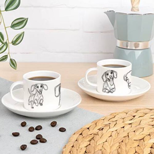 Set espresso koffiekopje en schotel Teckel