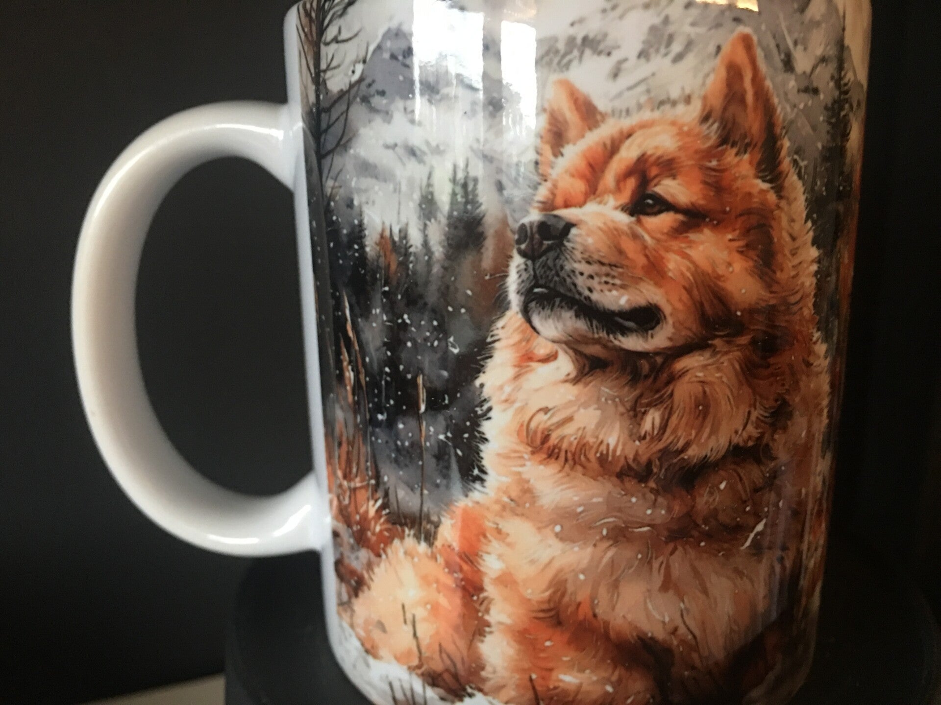 Mok Chow Chow in winterlandschap