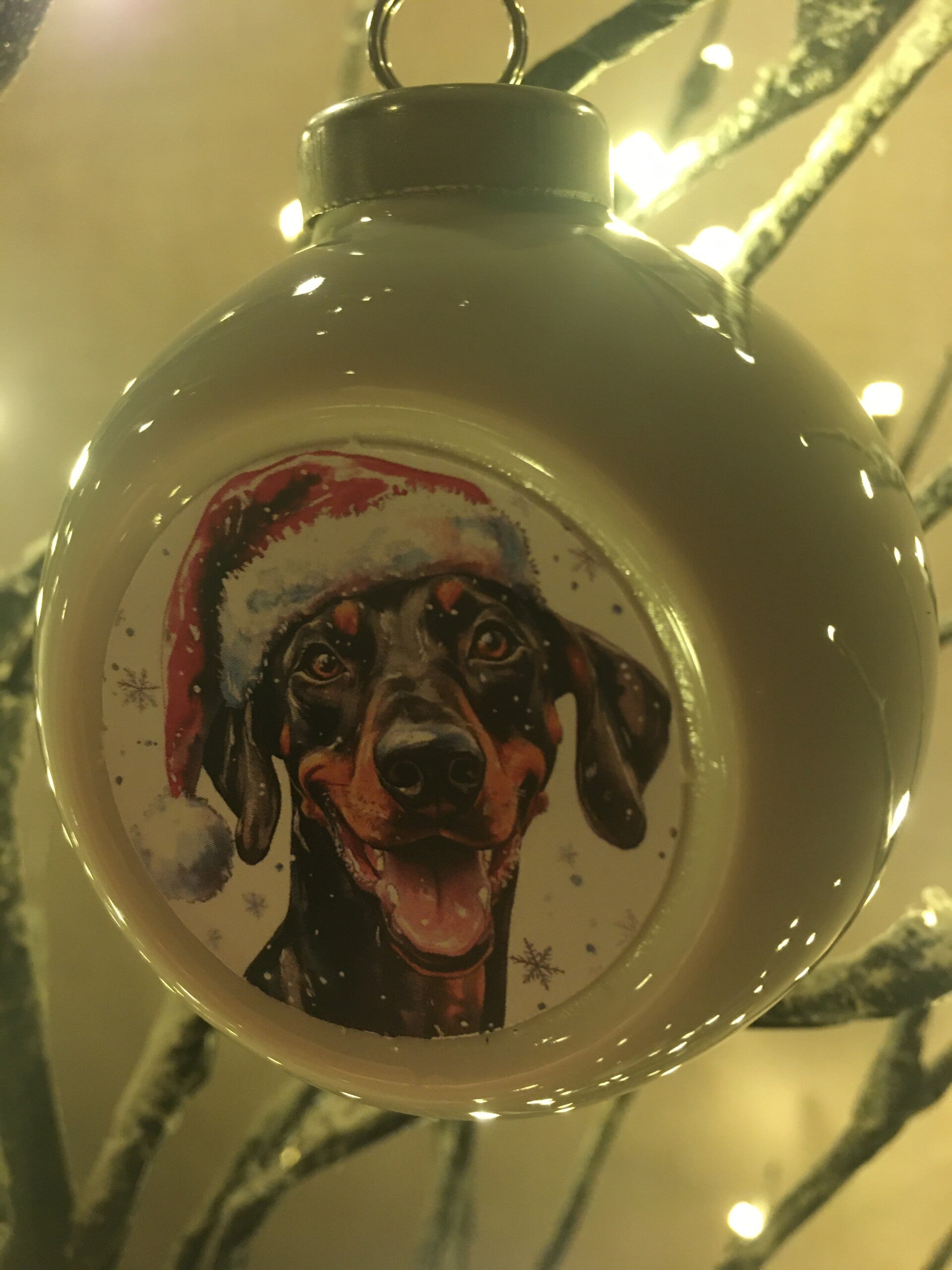 Witte kerstbal hondje