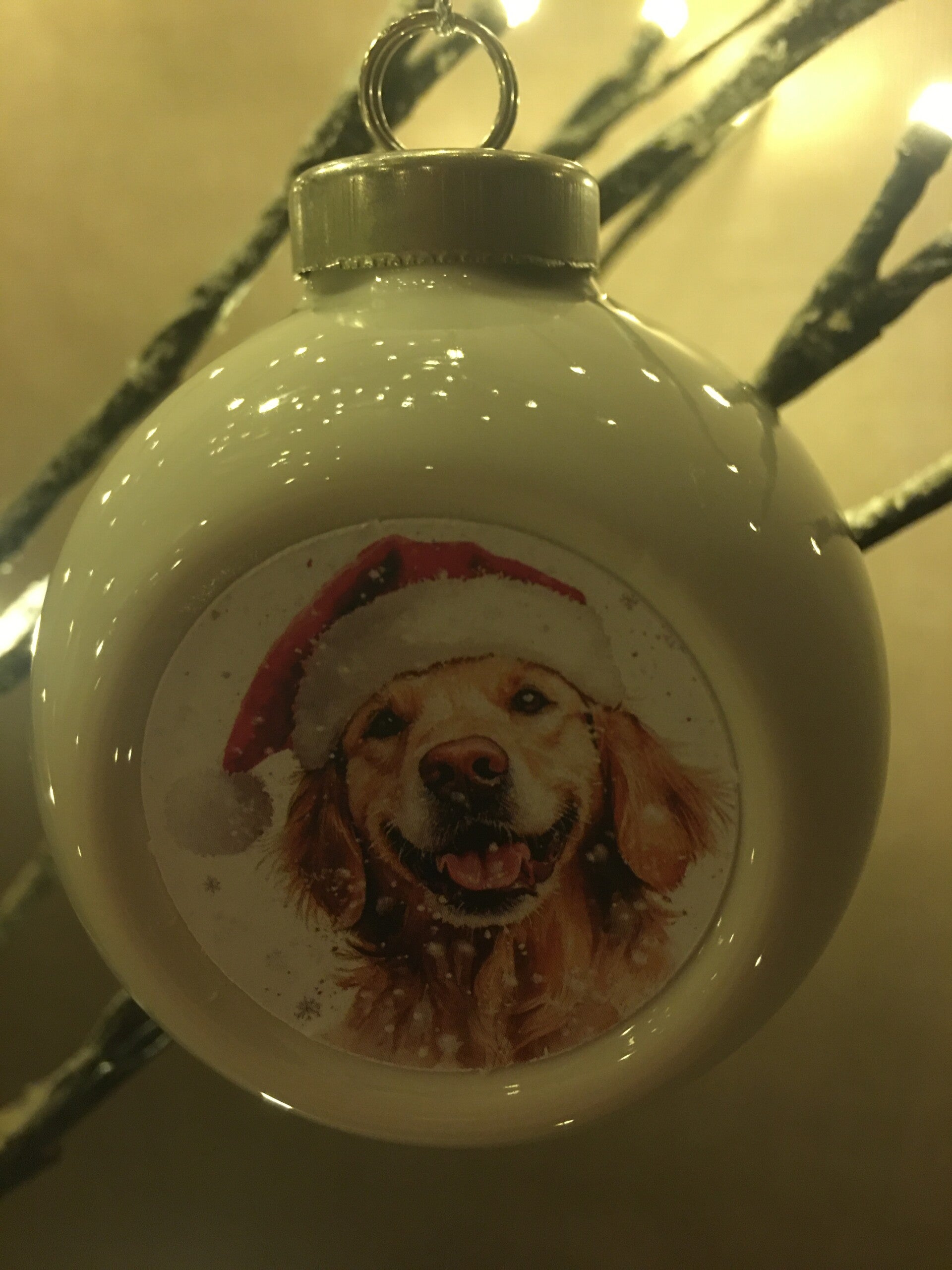 Witte kerstbal hondje