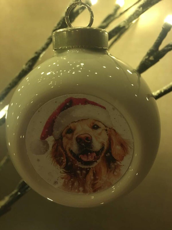 Witte kerstbal hondje