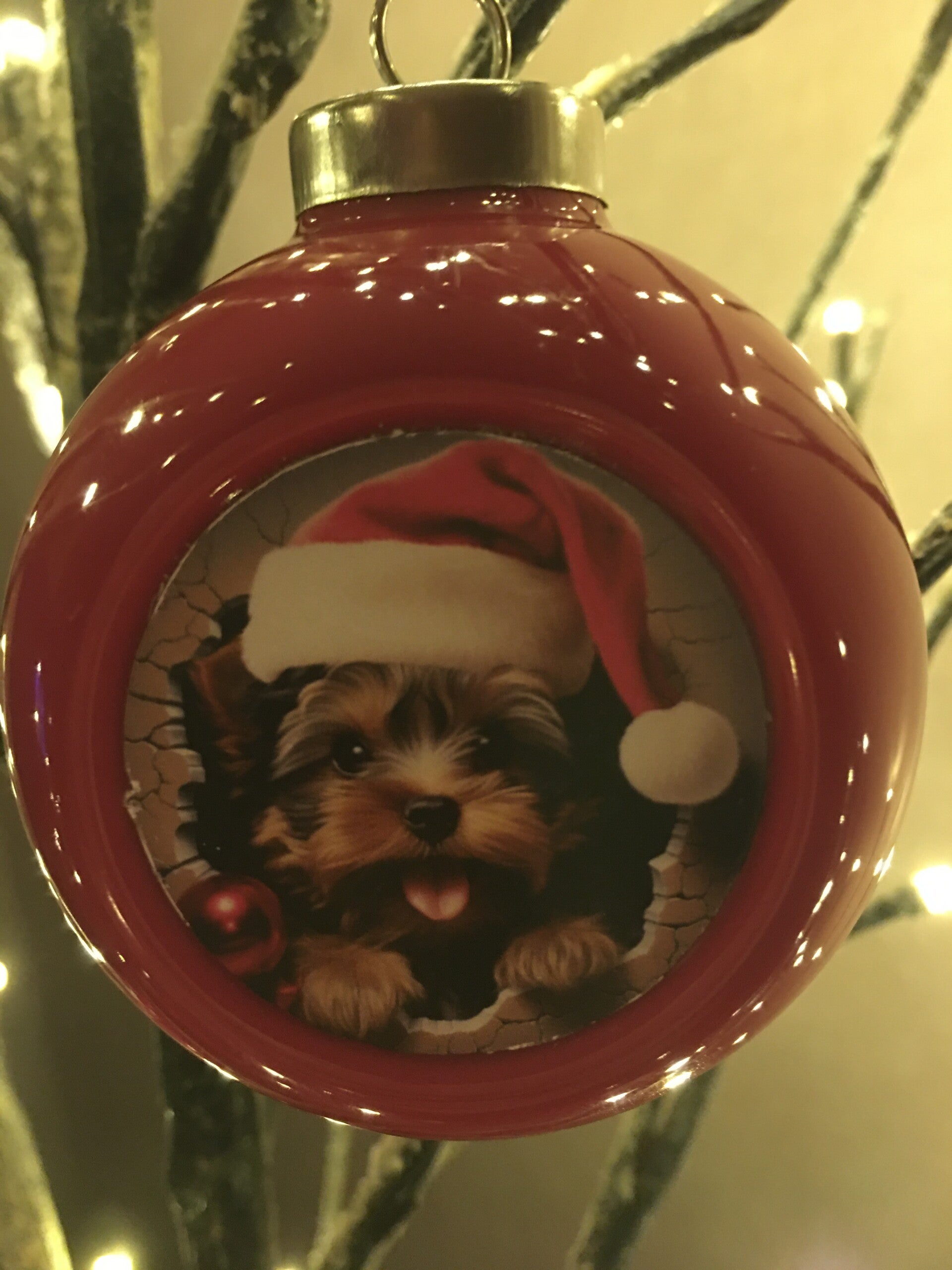 Rode kerstbal hondje