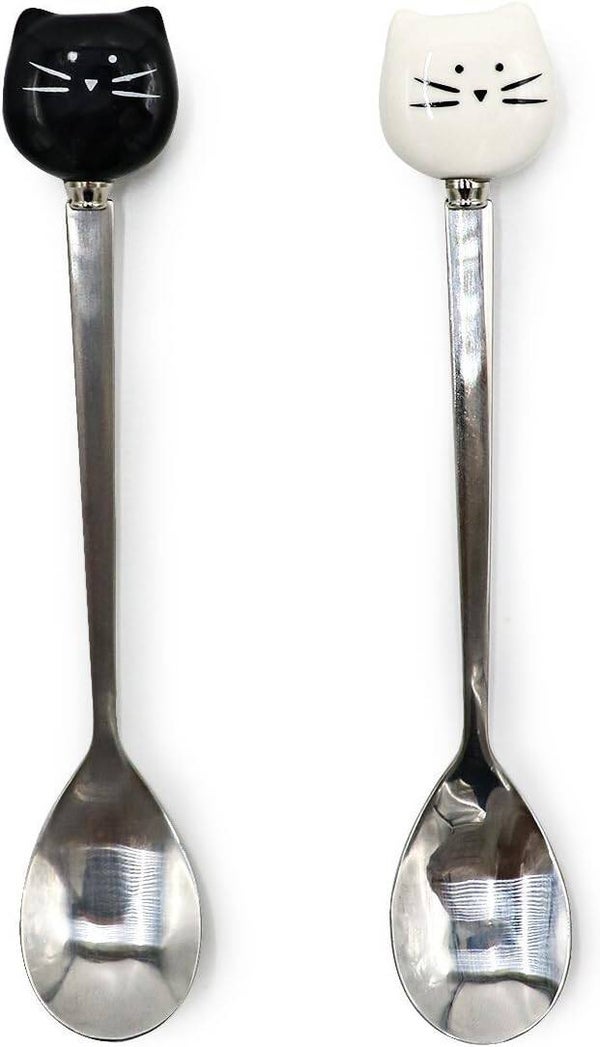 Koffielepel kattenkopje wit of zwart