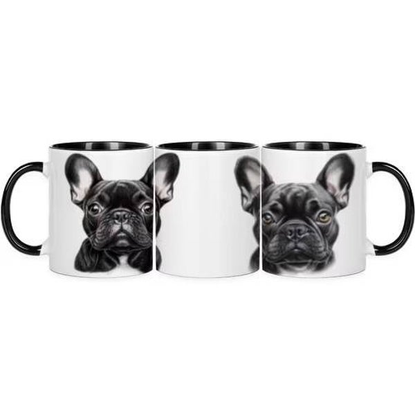 Keramische mok zwart Franse Bulldog