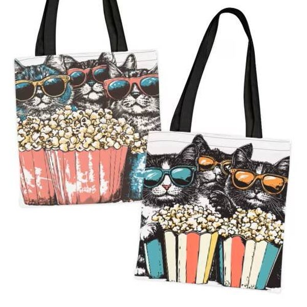 Tote bag vintage katten & popcorn