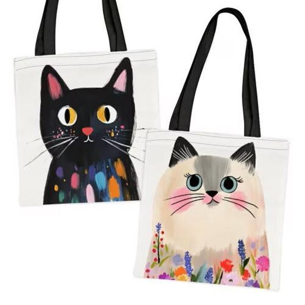Tote bag portrait zwarte & witte kat