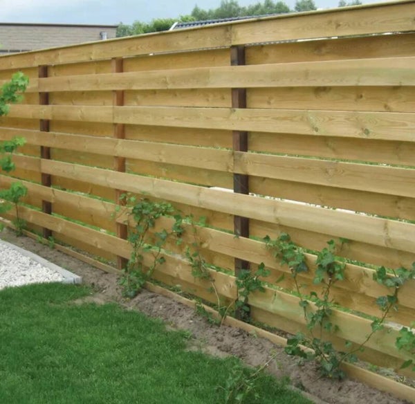 Aanbieding geimpregneerde houten schutting 720 cm lang x 180 cm hoog.