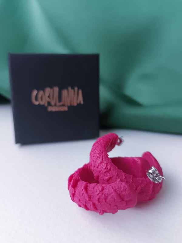Small rustic hoops — fuchsia