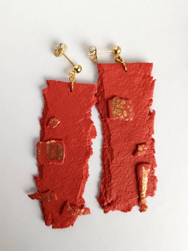 Razzle Dazzle terracotta faux leather earrings