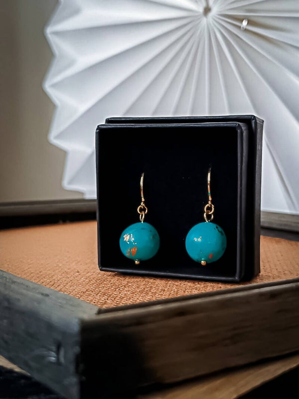 Small round bead earrings in turquoise