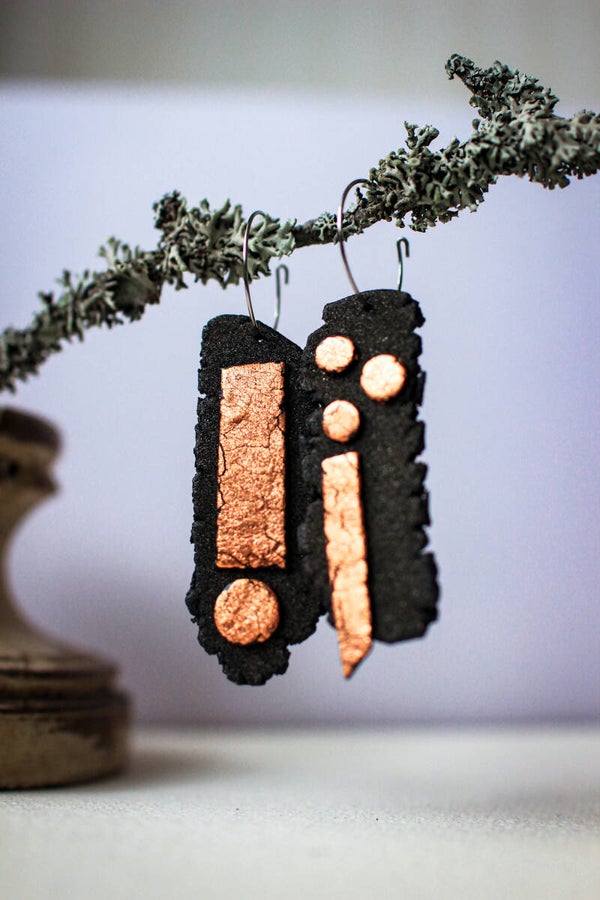 Torn rectangular Brutalist earrings