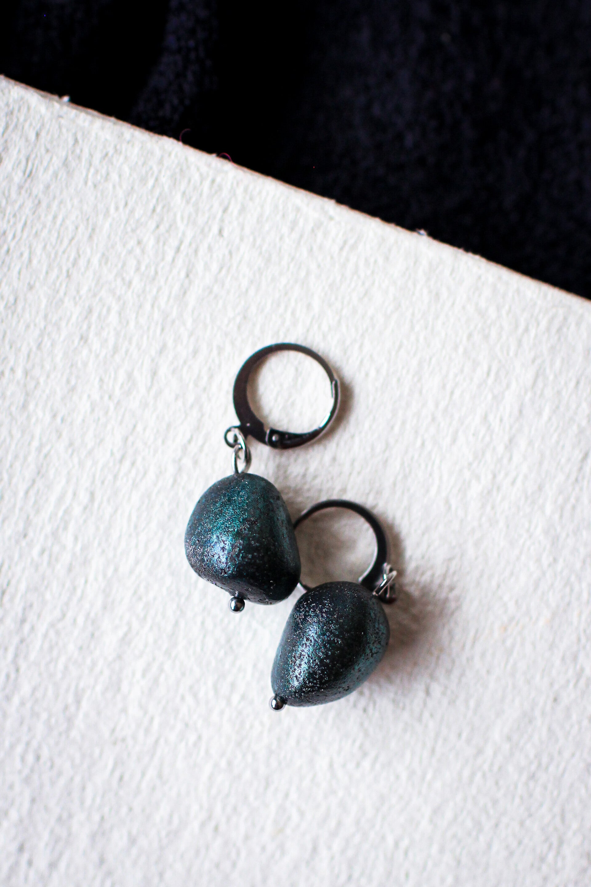 Small distraught pebble earrings