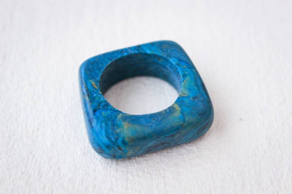Squared turquoise ring