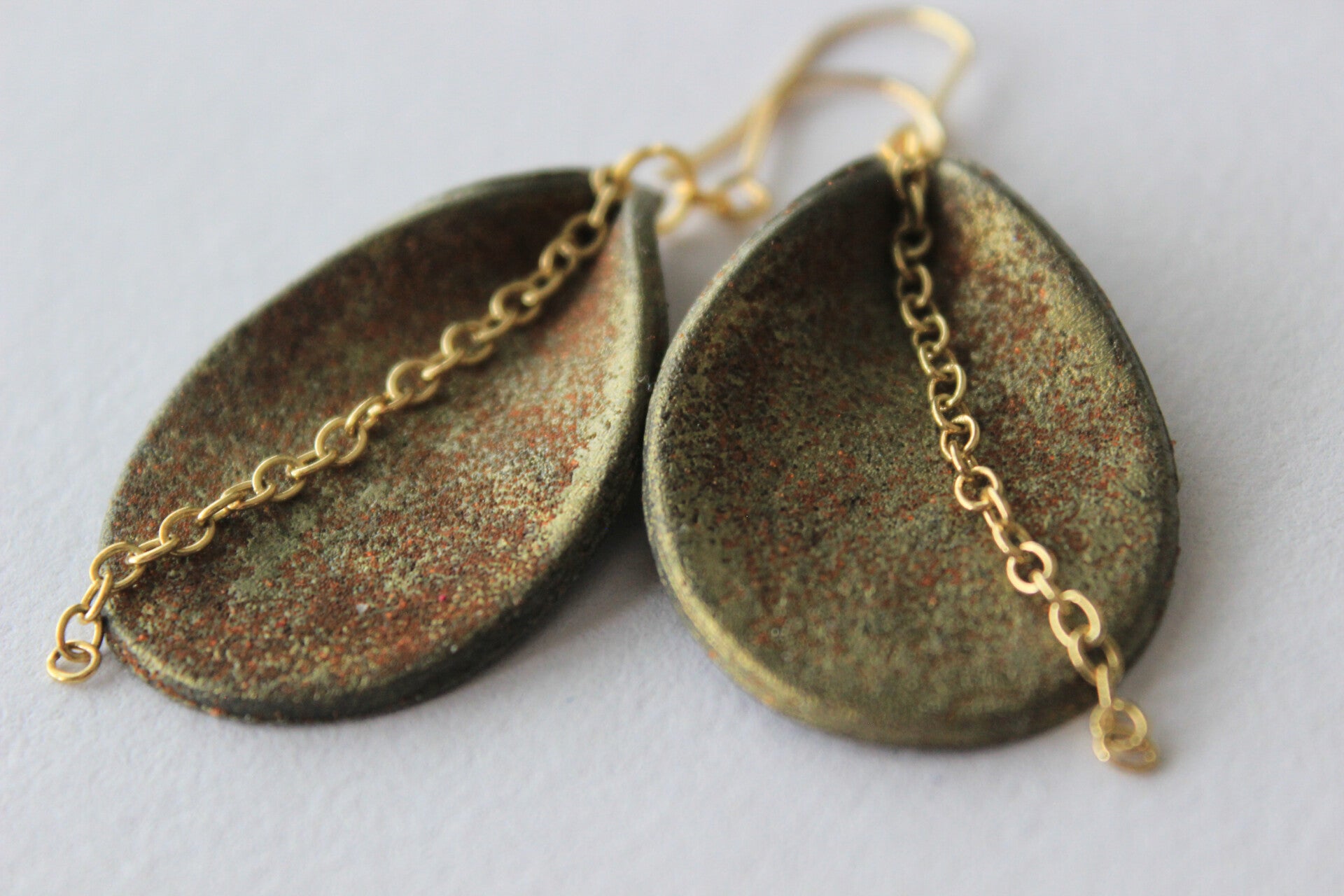 Brutalist Element large teardrop earrings
