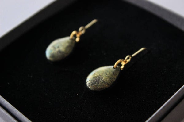 Small antiqued teardrop dangles