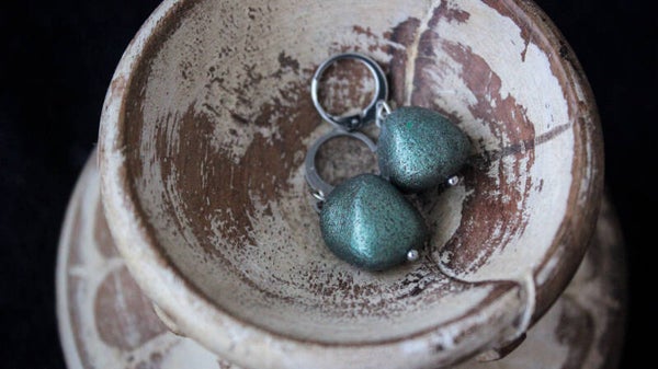 Small distraught pebble earrings