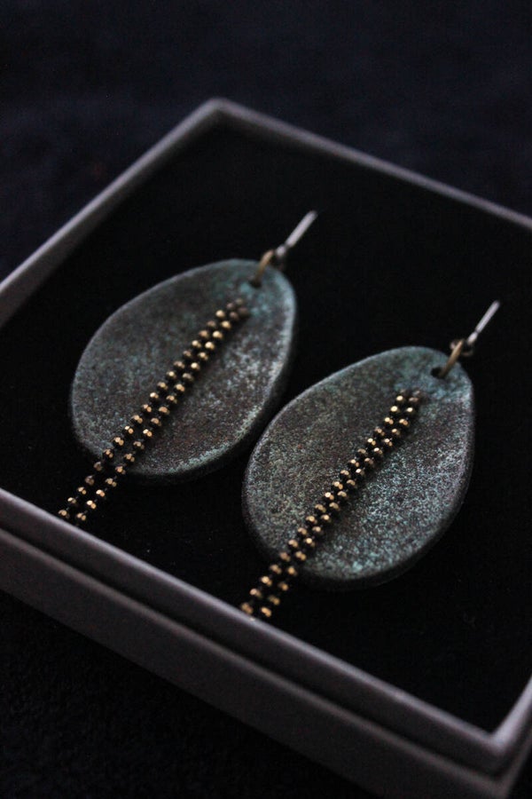 Brutalist Element large teardrop earrings