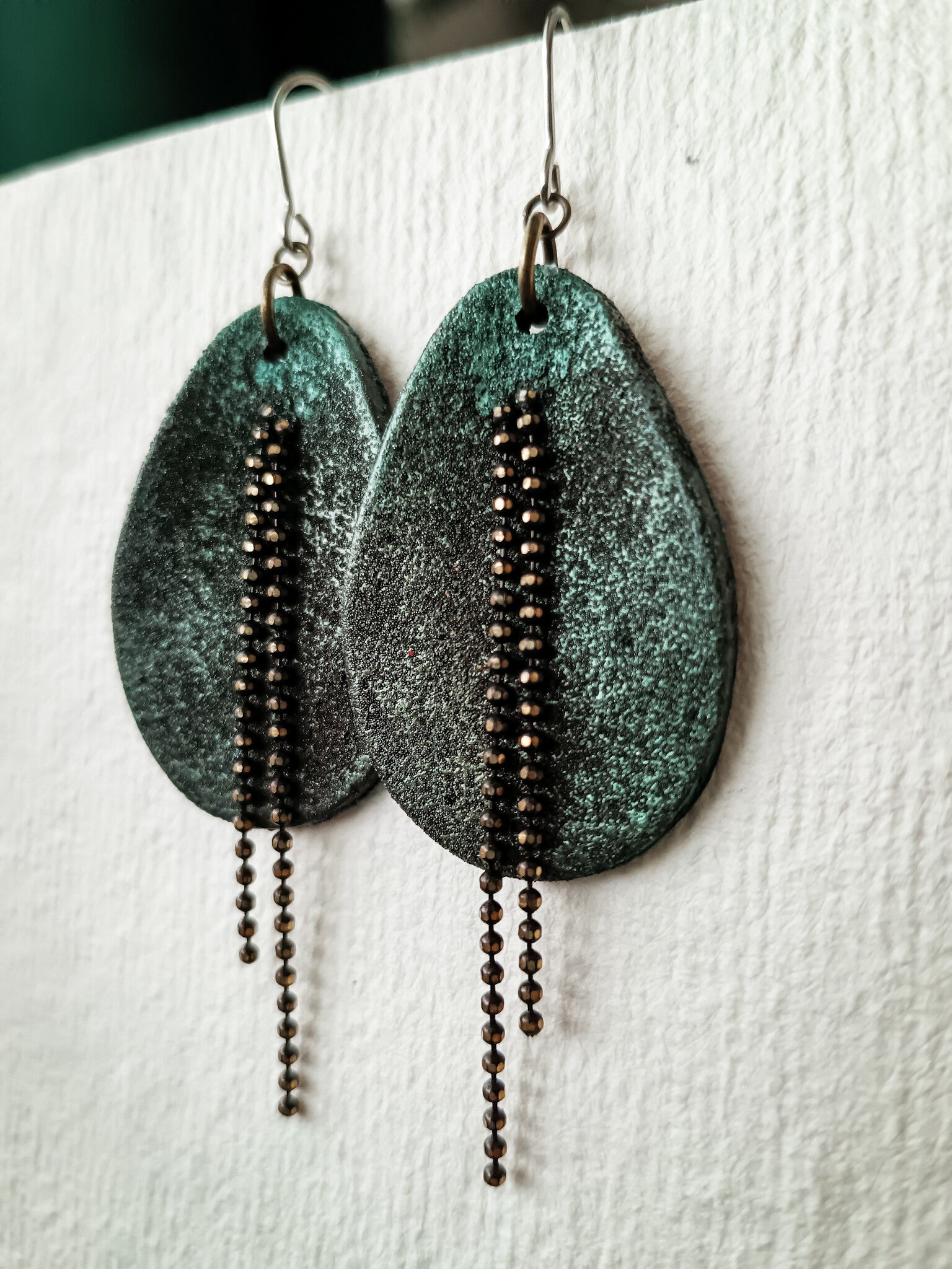 Brutalist Element large teardrop earrings