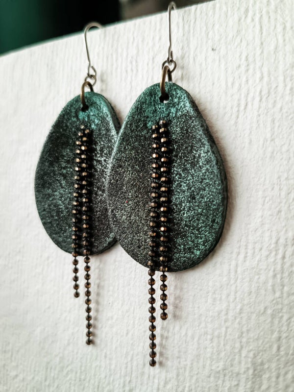 Brutalist Element large teardrop earrings