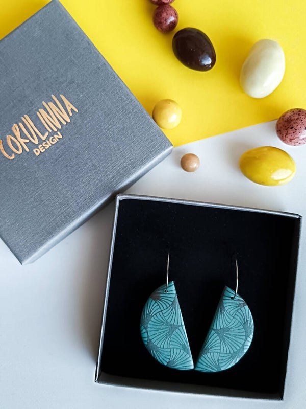 Half Moon earrings in mint blue