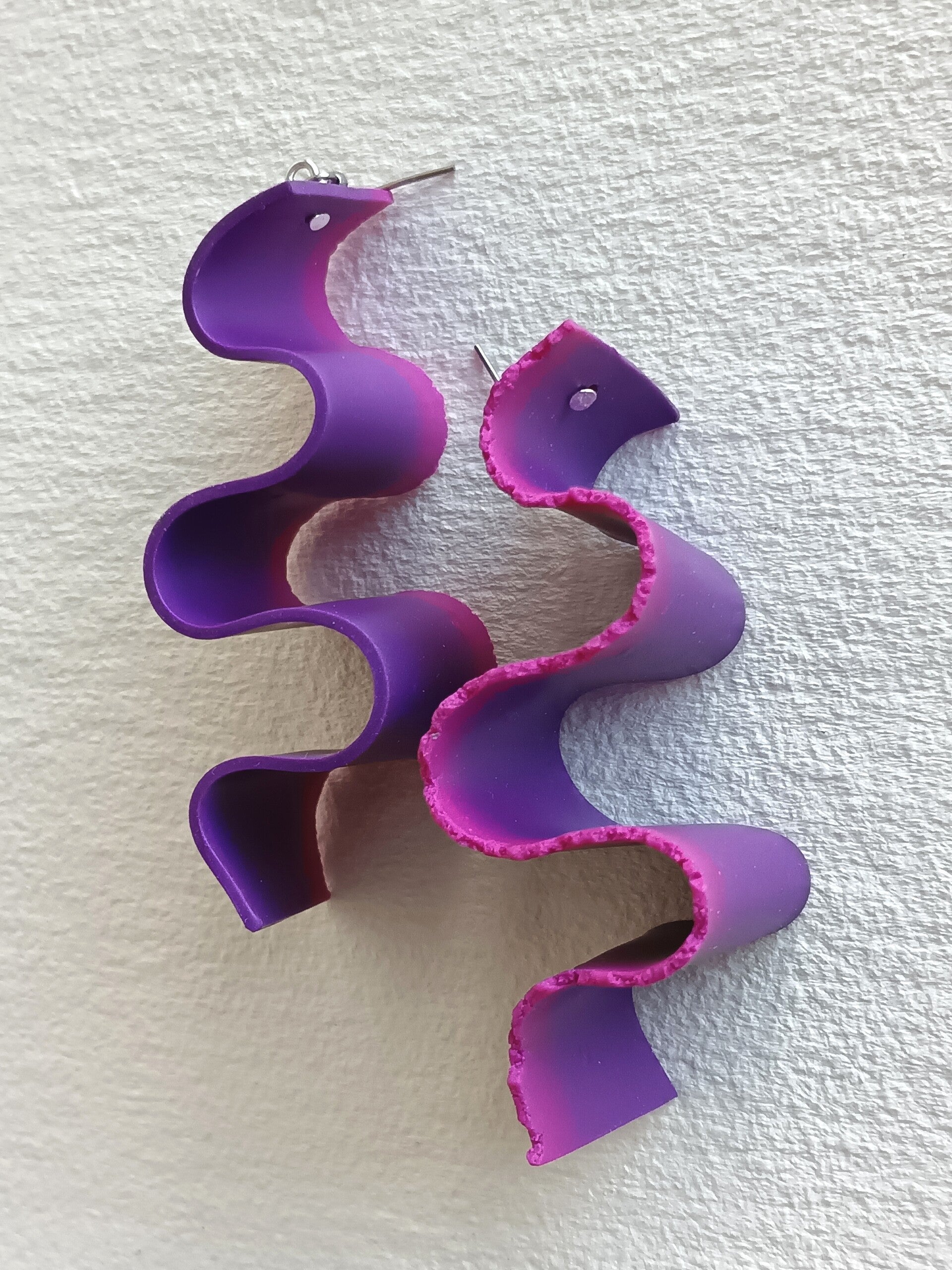 Purple wave earrings