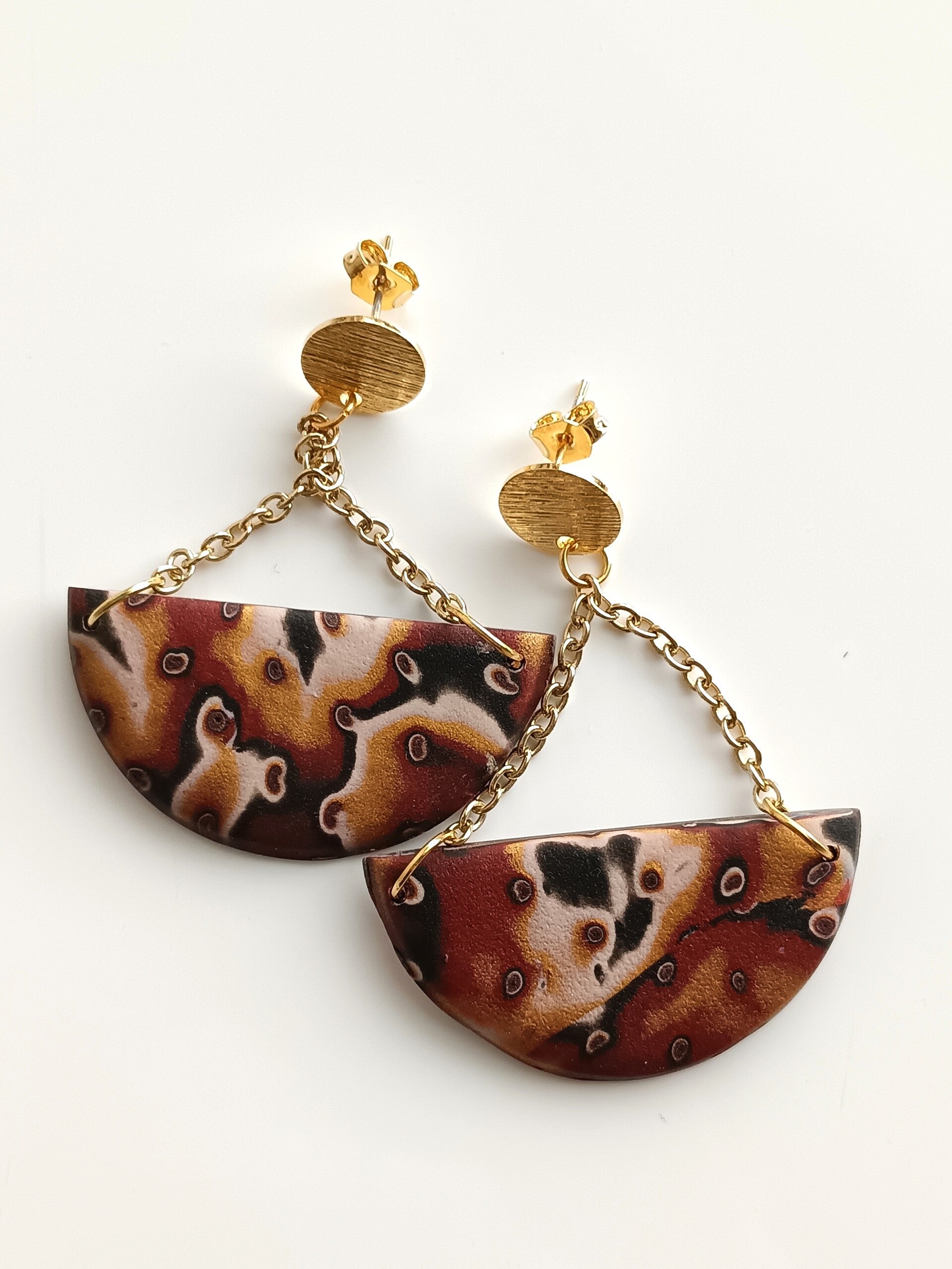 MOKUME burnt fan earrings