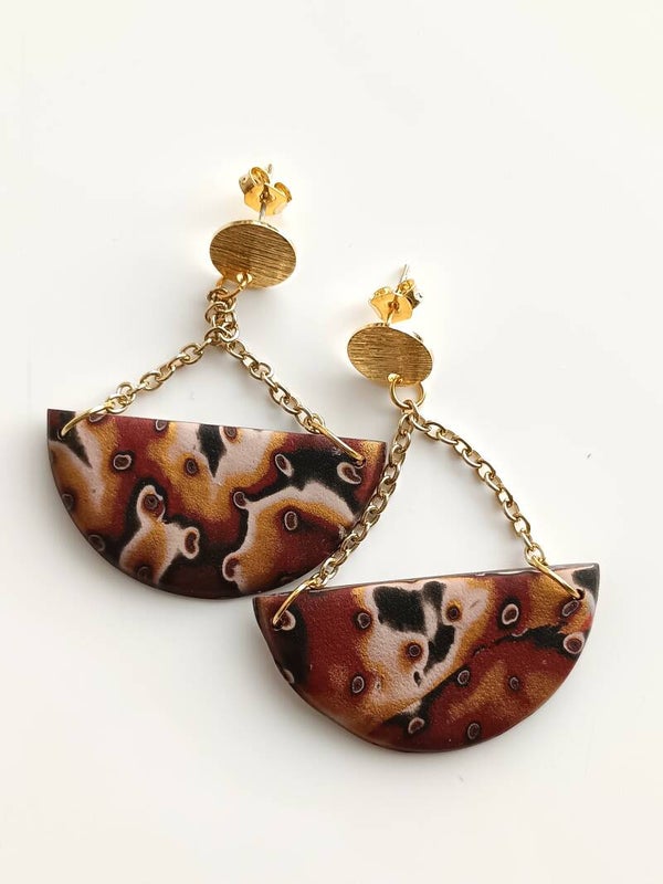 MOKUME burnt fan earrings
