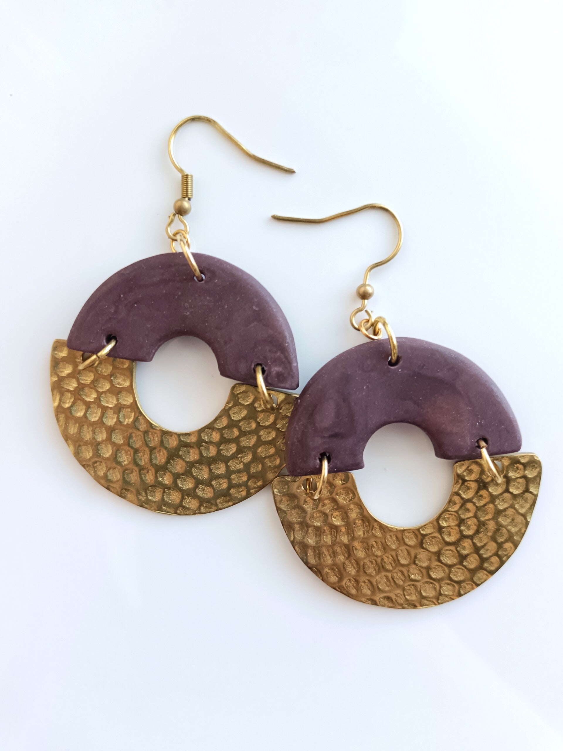 Maroon large circle earrings
