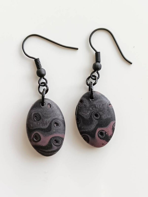 Abstract purple and black grunge earrings