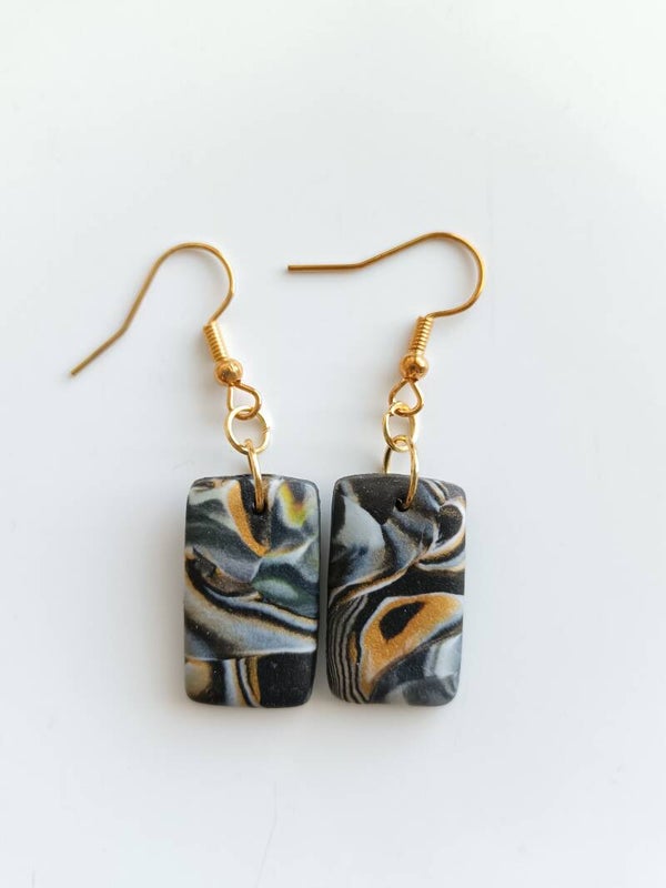 MOKUME small rectangular earrings