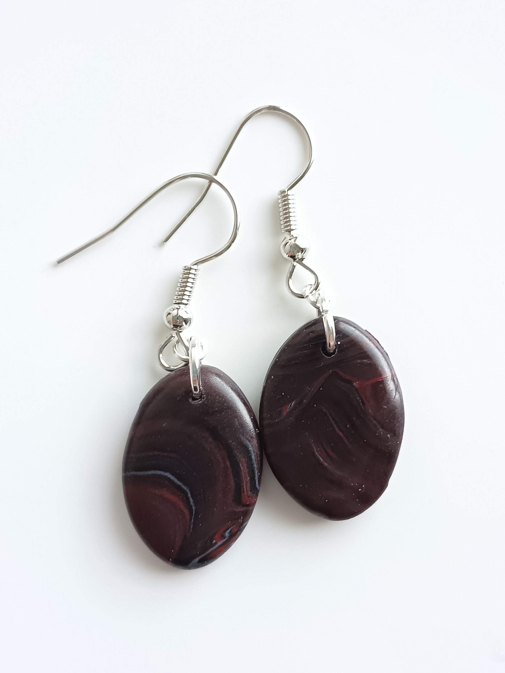 Dark cherry oval dangles